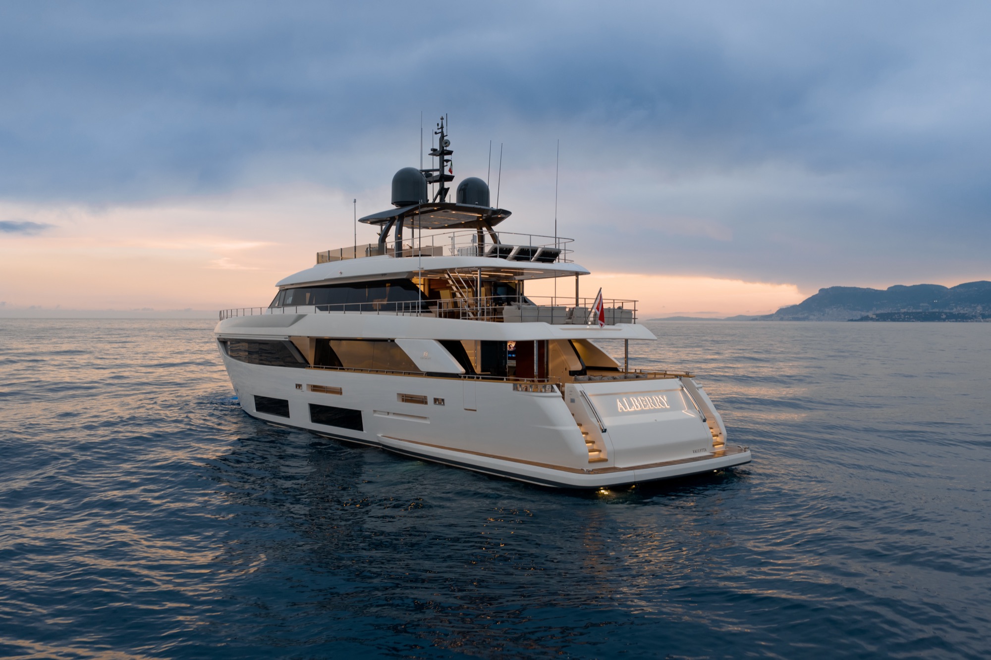 M/Y ALBERRY at golden hour